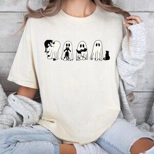 Halloween Black Cat & Ghost Shirt, Halloween Ghost T-shirt,Spooky Season Cat Tee